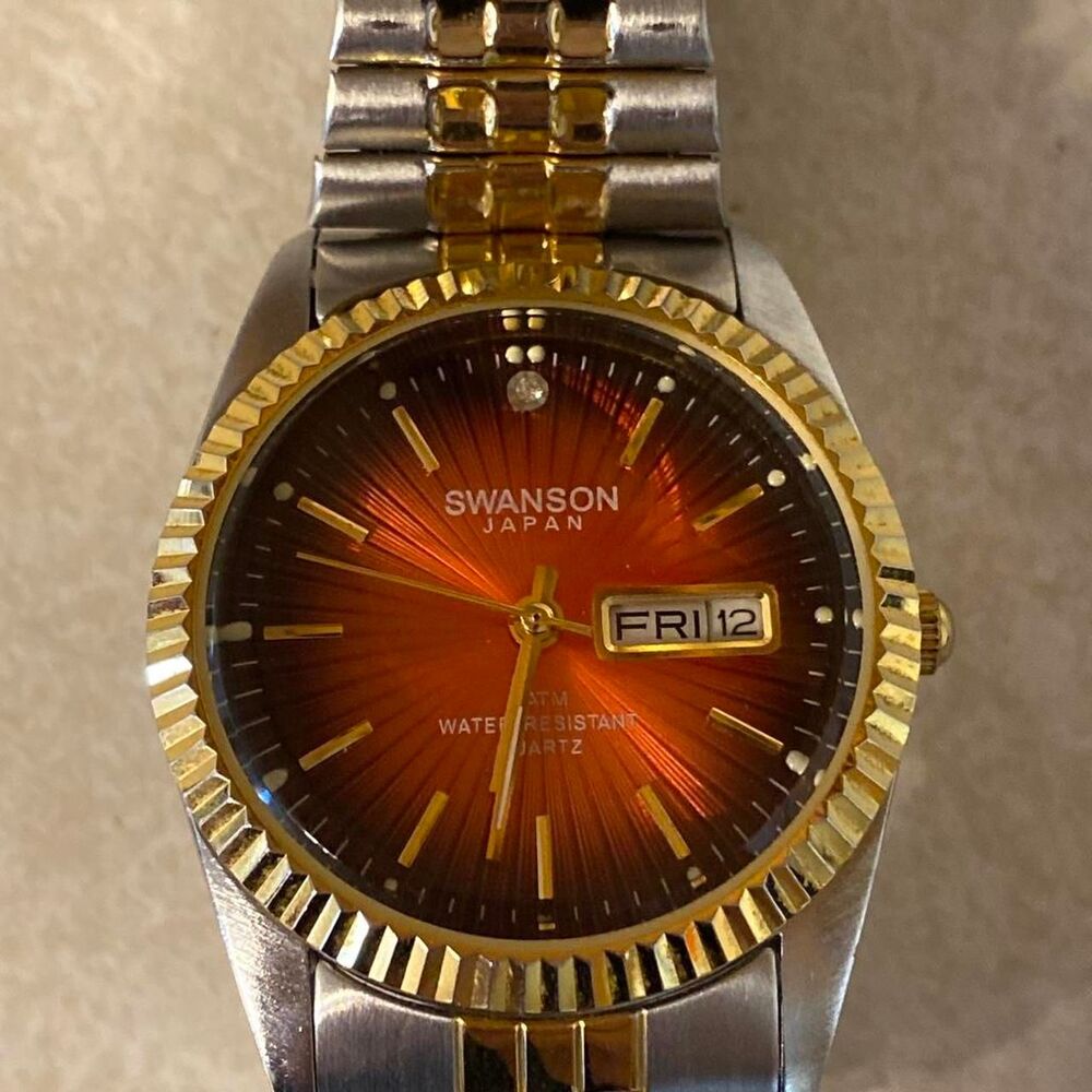 Swanson Mens Burnt Orange Datejust Two Toned Watch